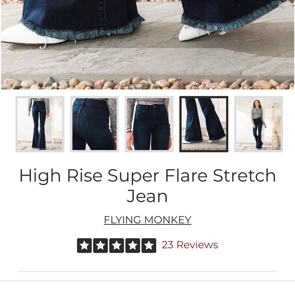 Flying Monkey Dark Indigo Flare Jeans - Picture 2 of 5